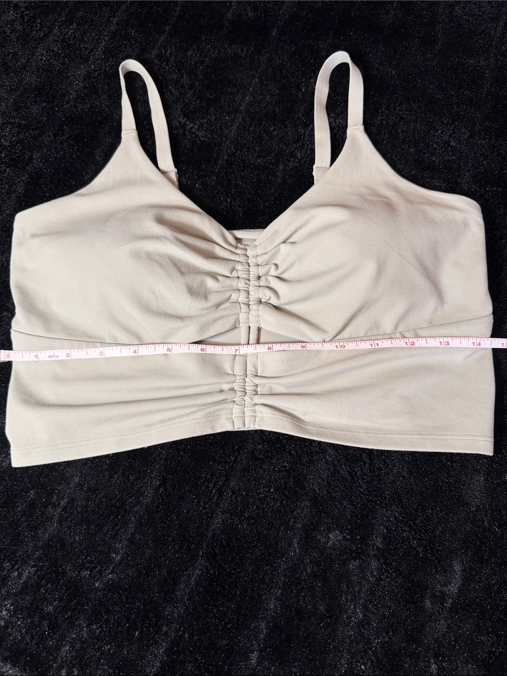 Athleta Cinch Longline Bra A-C Gray Powervita Ruched Front Medium - Picture 8 of 10